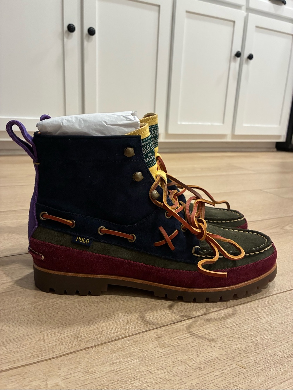 NEW Polo Ralph Lauren Men’s Ranger Mid Color Blocked Suede Boot Size 9